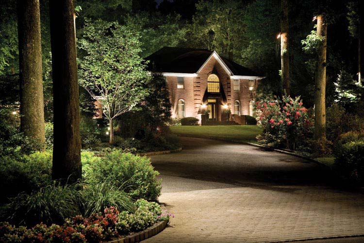 stunning landscape lighting welcomes home accent & downlighting